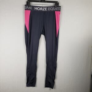 Horze Women's Size 12 Madison Silicone KP‎ Riding Tights Black Pink Equestrian